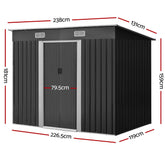 Giantz Garden Shed 2.38x1.31M Sheds Outdoor Storage Tool Metal Workshop Shelter Sliding Door